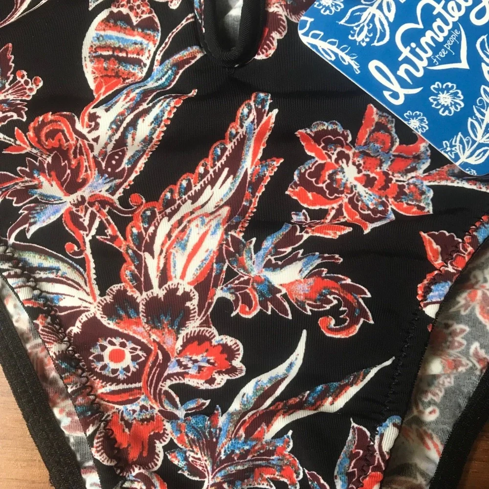 Free People Black and Orange Patterned Panty
